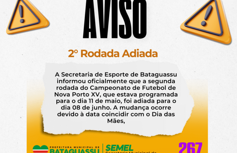 Segunda Rodada do Campeonato de Nova Porto XV é Adiada para 18 de Maio