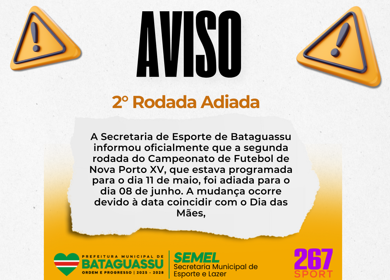 Segunda Rodada do Campeonato de Nova Porto XV é Adiada para 18 de Maio